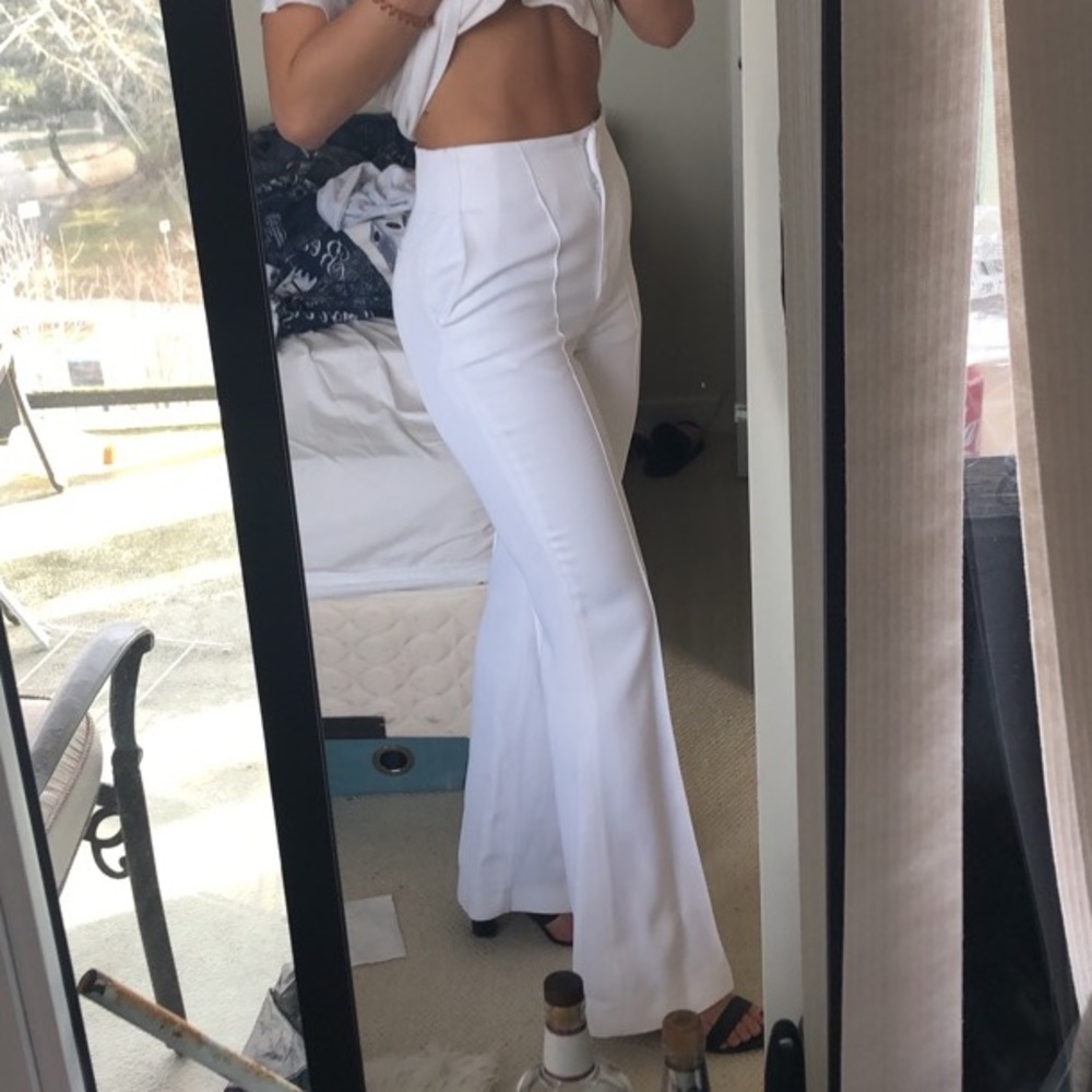 TopShop Boutique white disco flare pant